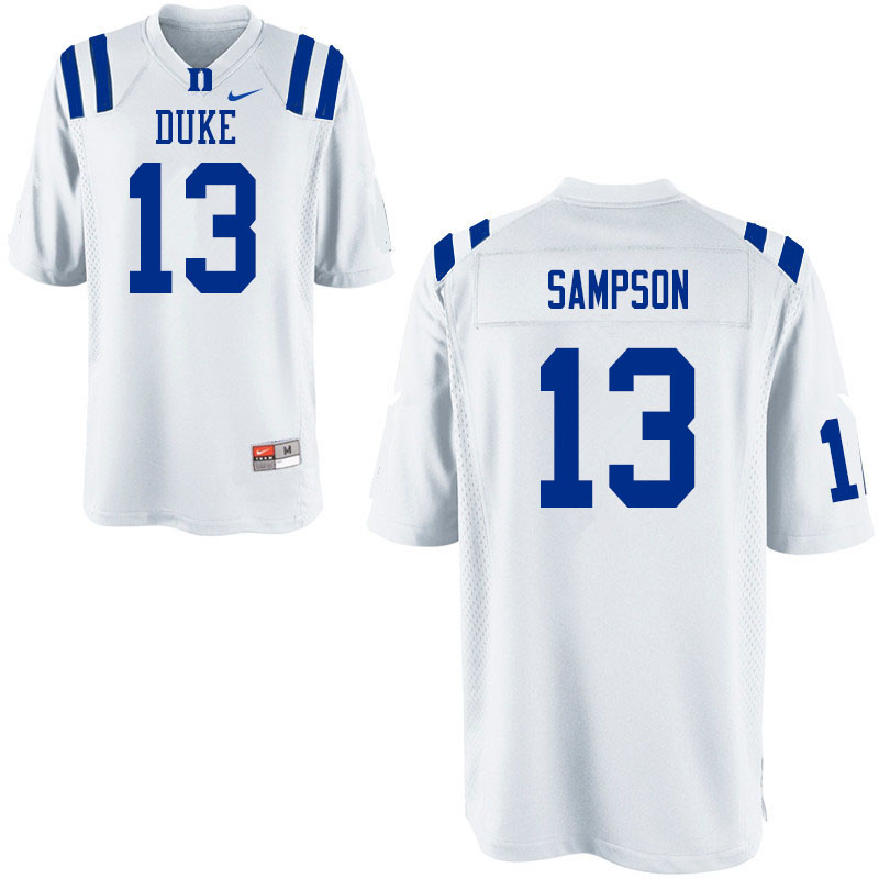 Men #13 Sayvon Sampson Duke Blue Devils College Football Jerseys Sale-White